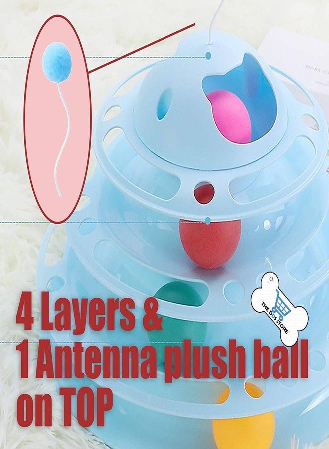 THE DDS STORE Cat Roller Toy Towers Tracks Roller for Indoor Cats with 4 Colorful Balls Interactive Multiple Kitten Fun Exercise Puzzle Toys Cat Teaser Stick- 1 Piece (Color May Vary) - Image 3